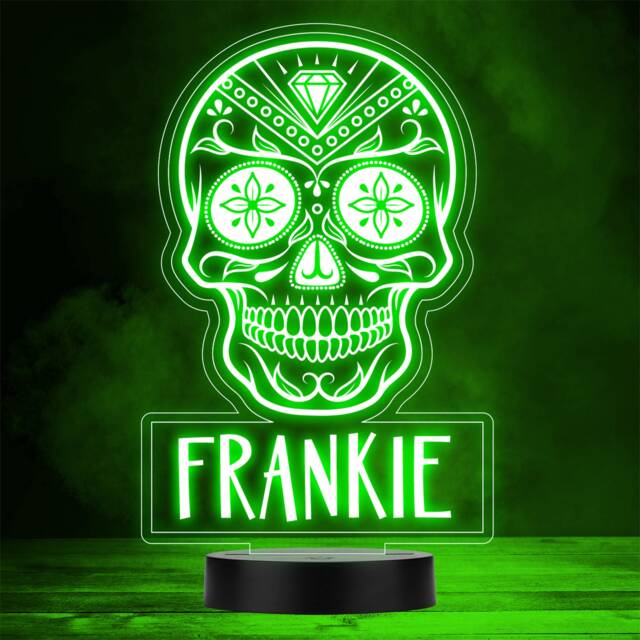 Mexican Skull Day Of The Dead Pattern Diamond Gift Colour Change Night Light - image 1