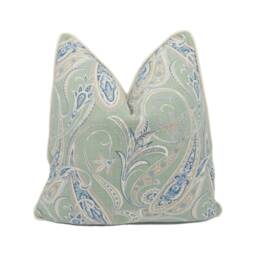 Edinburgh Weavers - Persia Blue Gorgeous Contrast Piped Paisley Cushion Handmade Throw Pillow Designer Home D??cor - thumbnail 1