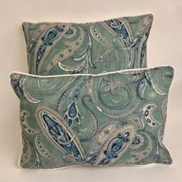 Edinburgh Weavers - Persia Blue Gorgeous Contrast Piped Paisley Cushion Handmade Throw Pillow Designer Home D??cor - thumbnail 3