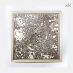 Brisbane Wooden Street Map - Laser Cut City Art, Framed Wall Decor - thumbnail 1