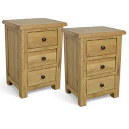 Solid Oak Bedside Table, 3 Drawer Nightstand, Ready Assembled - thumbnail 4