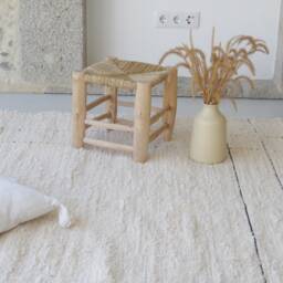 Large Cream Rug 6x8 Ft, Ecru Area Rug, Cotton Carpet, Living Room Geometric Bohemian Farmhouse Tapis in Beige Coton - thumbnail 2