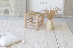 Large Cream Rug 6x8 Ft, Ecru Area Rug, Cotton Carpet, Living Room Geometric Bohemian Farmhouse Tapis in Beige Coton - thumbnail 1