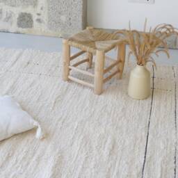 Large Cream Rug 6x8 Ft, Ecru Area Rug, Cotton Carpet, Living Room Geometric Bohemian Farmhouse Tapis in Beige Coton - thumbnail 4