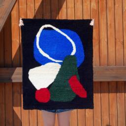 Hand-Tufted Wool Area Rug Geometric Mid-Century Modern Decor - 31x39 Inch - thumbnail 2