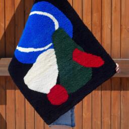 Hand-Tufted Wool Area Rug Geometric Mid-Century Modern Decor - 31x39 Inch - thumbnail 3