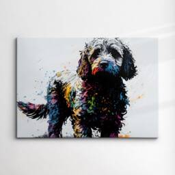 Colorful Cockapoo Dog Pet Abstract Modern Oil Painting Wall Art, Framed Canvas Poster Print, Home Kitchen Office Room Decor, Gifts - thumbnail 3
