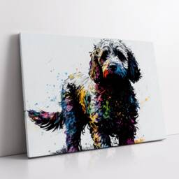 Colorful Cockapoo Dog Pet Abstract Modern Oil Painting Wall Art, Framed Canvas Poster Print, Home Kitchen Office Room Decor, Gifts - thumbnail 2