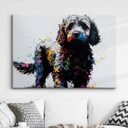 Colorful Cockapoo Dog Pet Abstract Modern Oil Painting Wall Art, Framed Canvas Poster Print, Home Kitchen Office Room Decor, Gifts - thumbnail 1
