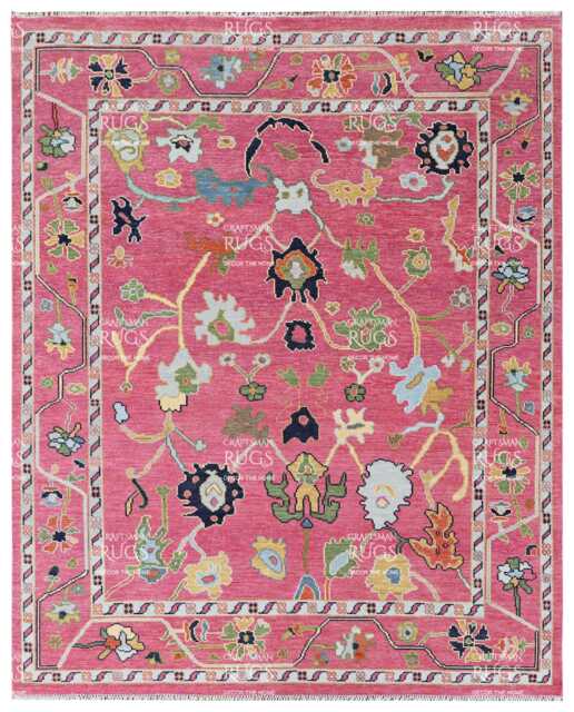 Exquisite Pink Oushak Style Hand Knotted Rug 4x6, 5x8, 6x9, 8x10, 9x12, 10x14 Ft Handmade Rugs For Living Room - Contemporary - image 1
