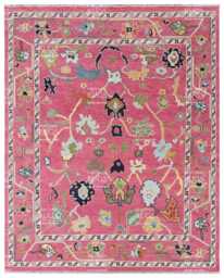 Exquisite Pink Oushak Style Hand Knotted Rug 4x6, 5x8, 6x9, 8x10, 9x12, 10x14 Ft Handmade Rugs For Living Room - Contemporary - thumbnail 1