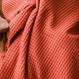 Waffle Weave Blanket Cotton Terracotta Plaid Organic Throw A Custom Home Decor - thumbnail 3