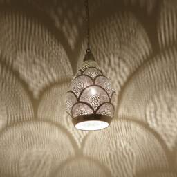 Authentic Moroccan Brass Pendant Light, Handcrafted Teardrop Hanging Lamp, Intricate Pattern Ceiling Fixture For Entryway Or Dining Room - thumbnail 2