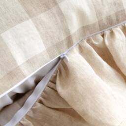 Buffalo Check Ruffled Pillow Sham, Pre Washed 100% Natural Linen, Large European Square Cases Cover Shams With Ruffles - thumbnail 3