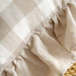 Buffalo Check Ruffled Pillow Sham, Pre Washed 100% Natural Linen, Large European Square Cases Cover Shams With Ruffles - thumbnail 2