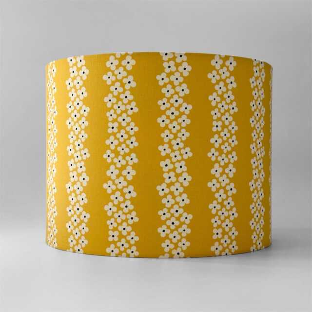 Handmade Floral Lampshade Mustard Yellow Retro Japanese Cotton/Lamp Or Ceiling Fitting - image 1