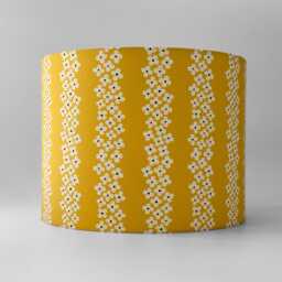 Handmade Floral Lampshade Mustard Yellow Retro Japanese Cotton/Lamp Or Ceiling Fitting