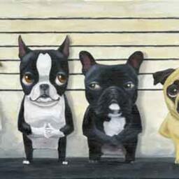 Boston Terrier Gift, The Line Up - Terrier Dog Art Print, Wall Decor, Pug, French Bulldog Art, Gift - thumbnail 2