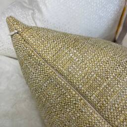 "Decorative Yellow Cushion Cover For Bed, Sofa, Chair - Made in John Lewis Tonal Weave Fabric, 12"" X 20" - thumbnail 3
