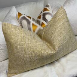 "Decorative Yellow Cushion Cover For Bed, Sofa, Chair - Made in John Lewis Tonal Weave Fabric, 12"" X 20" - thumbnail 1