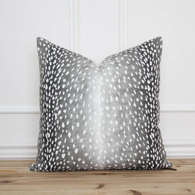 Antelope Pillow Cover Charcoal Animal Print 20 X Designer Decorative - Evelyn - image 1