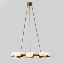 Antique Brass Sputnik Chandelier - Mid-Century Modern 8-Globe Pendant Light - thumbnail 3