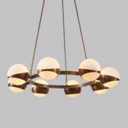 Antique Brass Sputnik Chandelier - Mid-Century Modern 8-Globe Pendant Light - thumbnail 1