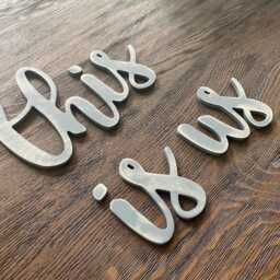 This Is Us Wooden Wall Sign - Small Script Family Entryway Decor Modern Farmhouse Word Art Photo Gallery Decor - thumbnail 3