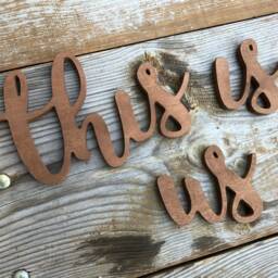 This Is Us Wooden Wall Sign - Small Script Family Entryway Decor Modern Farmhouse Word Art Photo Gallery Decor - thumbnail 2