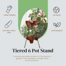 Tiered Pot Plant Stand - 6-Pot Pyramid Display - Indoor Or Outdoor Use - thumbnail 3