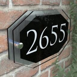 Modern Clear Acrylic House Sign Brushed Aluminium Door Number Name Road Plaque - Apexa5-27Wb-S-C - thumbnail 3
