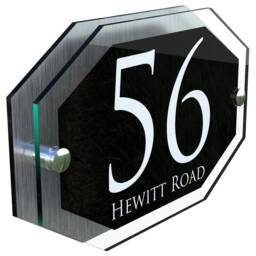Modern Clear Acrylic House Sign Brushed Aluminium Door Number Name Road Plaque - Apexa5-27Wb-S-C - thumbnail 2