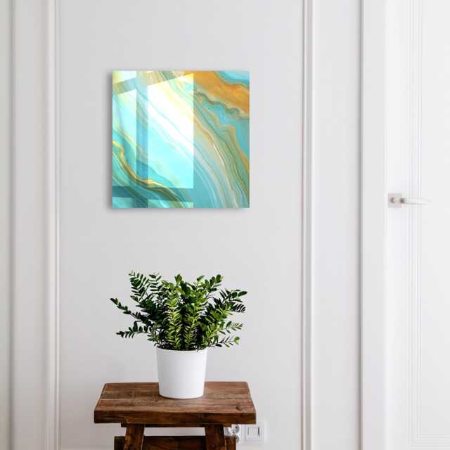 Colorful Waves Wall Mounted Key Cabinet, Turquoise Industrial Box, Abstract Abstraction, For Lovers Of Modern Art - image 1