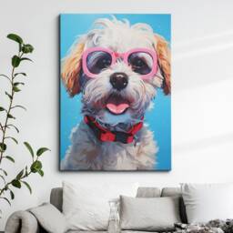 Fun Maltese Dog Wearing Glasses Painting Framed Poster Print & Canvas Wall Decor Art Bedroom Home Interior Funny Lover Gift - thumbnail 1