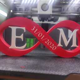 Personalized Infinity Heart Ornament - 3D Printed Initials & Date - thumbnail 2