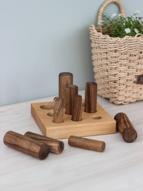 Montessori Cylinder Sorting Puzzle Educational Toy For Toddler, Waldorf Stacking Toy, Learning Fidget Toy Kids, Baby Boy Girl Gift - image 1