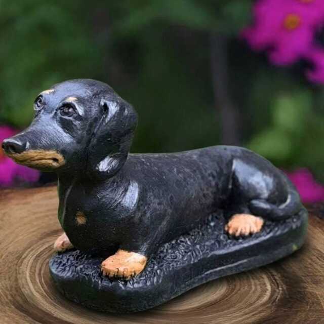 Outdoor Black Dachshund Statue Concrete Dog Sculpture Cement Animal Decoration Handmade Ornament Dog Lover Gift Front Door Figurine - image 1