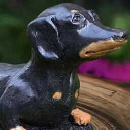 Outdoor Black Dachshund Statue Concrete Dog Sculpture Cement Animal Decoration Handmade Ornament Dog Lover Gift Front Door Figurine - thumbnail 2