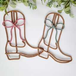 Cowgirl Boot With Bow Wall Decor - Western Inspired Home, Nursery & Girls Room Accent Piece - thumbnail 2