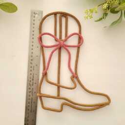 Cowgirl Boot With Bow Wall Decor - Western Inspired Home, Nursery & Girls Room Accent Piece - thumbnail 3