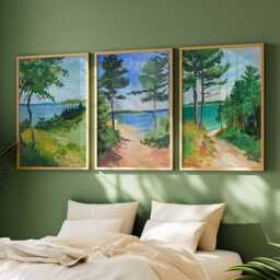 Set Of 3 Wisconsin Posters, Usa Travel Prints, Lake Country Wall Art, Midwestern Decor, Scenic Landscape Art Sets - thumbnail 2