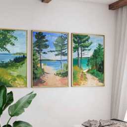 Set Of 3 Wisconsin Posters, Usa Travel Prints, Lake Country Wall Art, Midwestern Decor, Scenic Landscape Art Sets - thumbnail 4