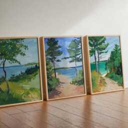 Set Of 3 Wisconsin Posters, Usa Travel Prints, Lake Country Wall Art, Midwestern Decor, Scenic Landscape Art Sets - thumbnail 3