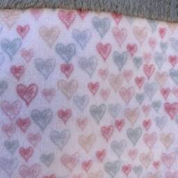 Handmade Modern Baby Minky Blanket Gray, Pink & White Hearts - thumbnail 3