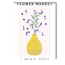 Blue Forget Me Not Bouquet in Yellow Vase Botanical Canvas Wall Art Print Decor Picture Ready To Hang - thumbnail 1