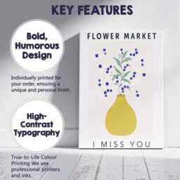 Blue Forget Me Not Bouquet in Yellow Vase Botanical Canvas Wall Art Print Decor Picture Ready To Hang - thumbnail 2