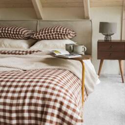 Mocha Gingham Linen Duvet Cover. Boho Bedding. Linen Cover Queen - thumbnail 3