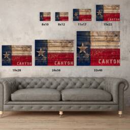 Canyon Tx Flag. The Lone Star State Printed Art Poster. Texas Unframed Poster Art. Office Decor. Made in Usa. Patriotic Wall - thumbnail 3