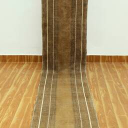 Handmade Brown Cotton Runner Rug, Block Printed Hallway Rug - thumbnail 2