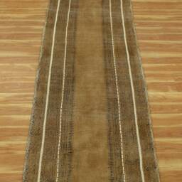 Handmade Brown Cotton Runner Rug, Block Printed Hallway Rug - thumbnail 3